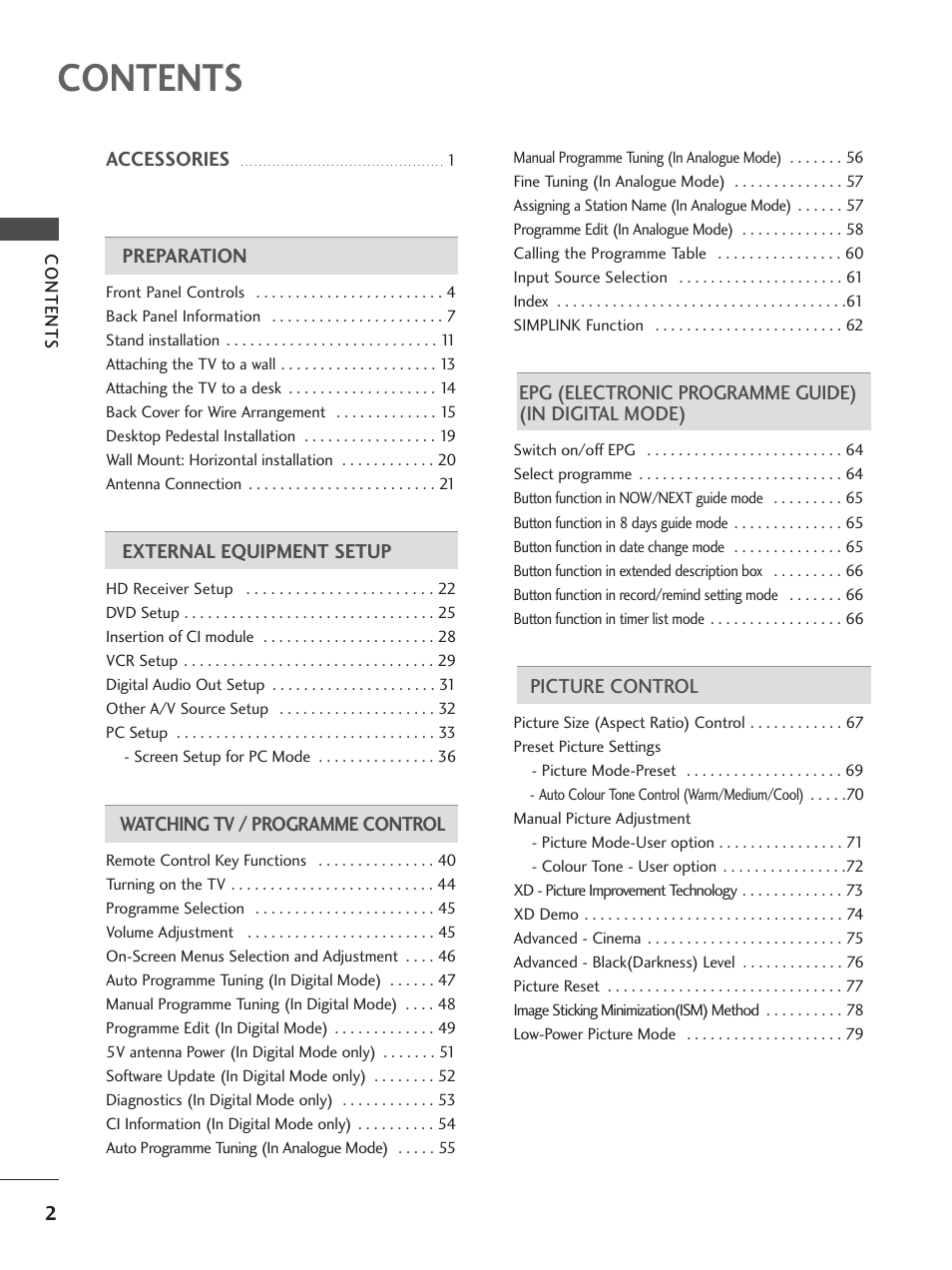 LG 26LC5 User Manual | Page 4 / 120