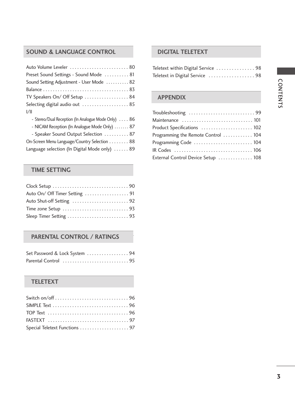 LG 26LC5 User Manual | Page 5 / 120