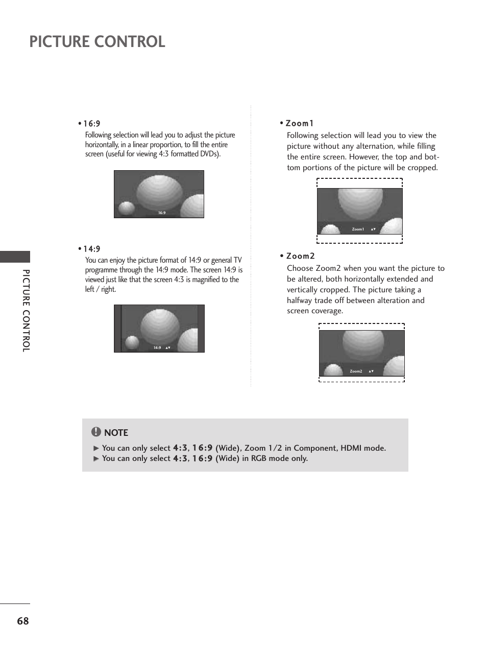 Picture control, Picture contr ol | LG 26LC5 User Manual | Page 70 / 120
