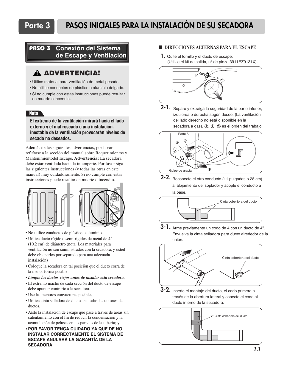 Advertencia | LG D3744W User Manual | Page 49 / 72