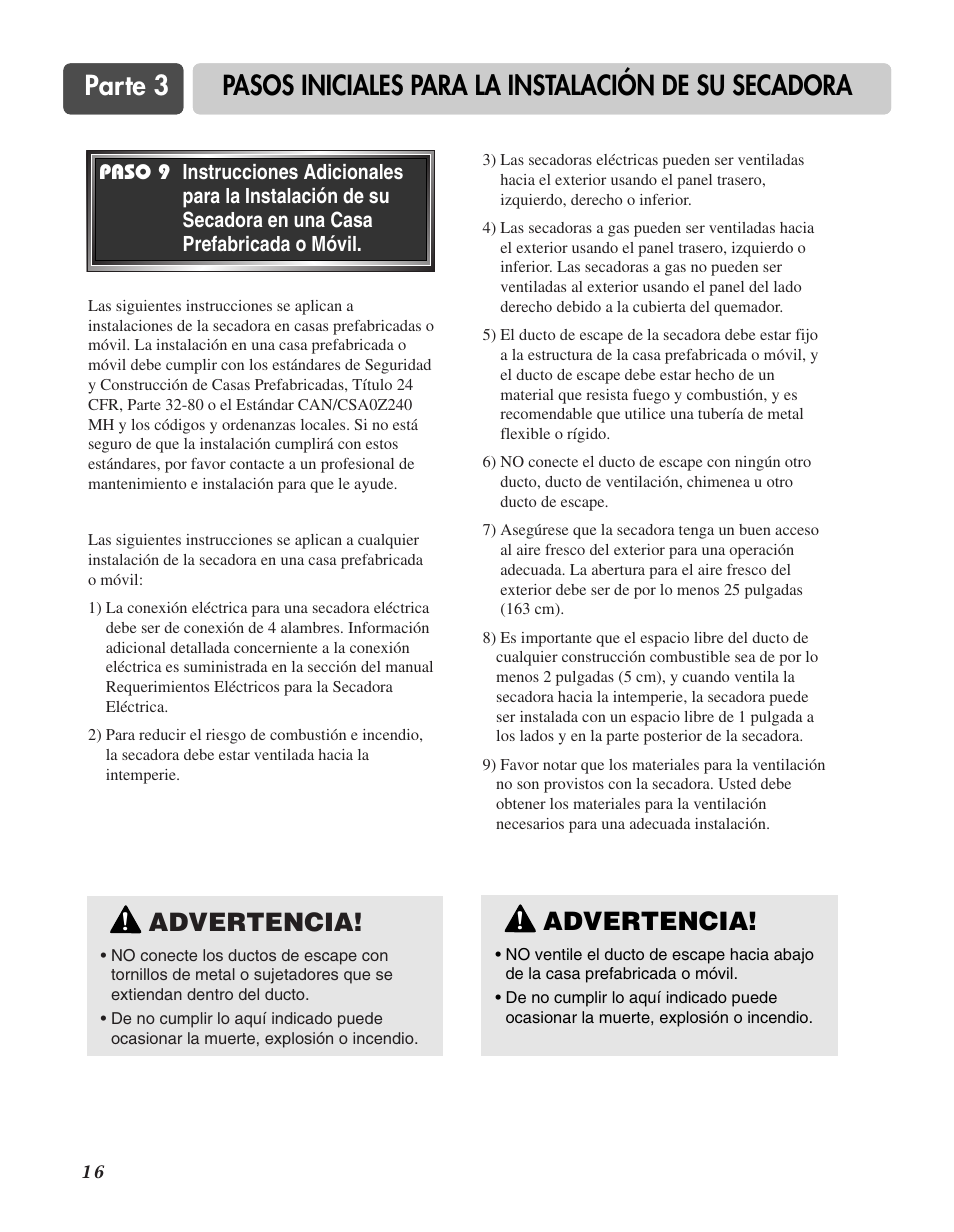 Advertencia | LG D3744W User Manual | Page 52 / 72