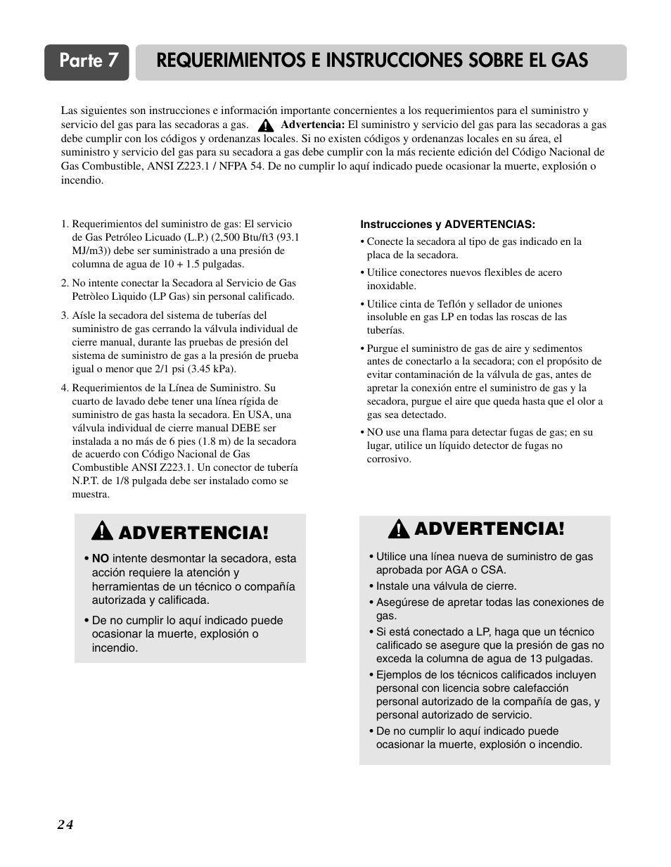 Advertencia | LG D3744W User Manual | Page 60 / 72