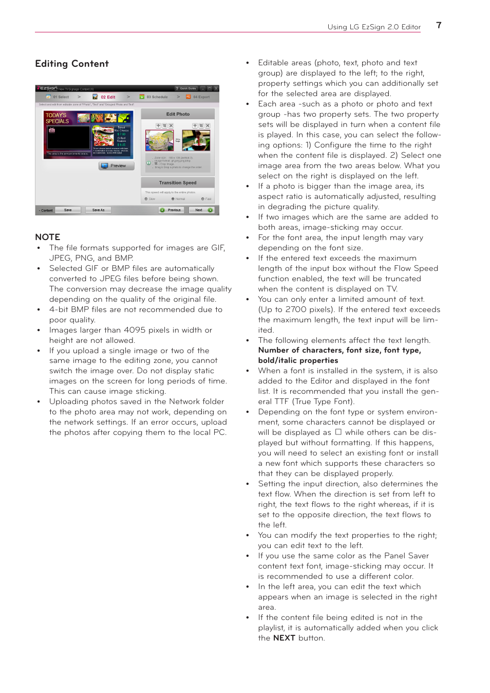 Editing content | LG 2 User Manual | Page 7 / 17