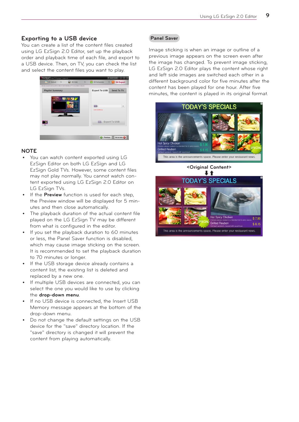 Exporting to a usb device | LG 2 User Manual | Page 9 / 17