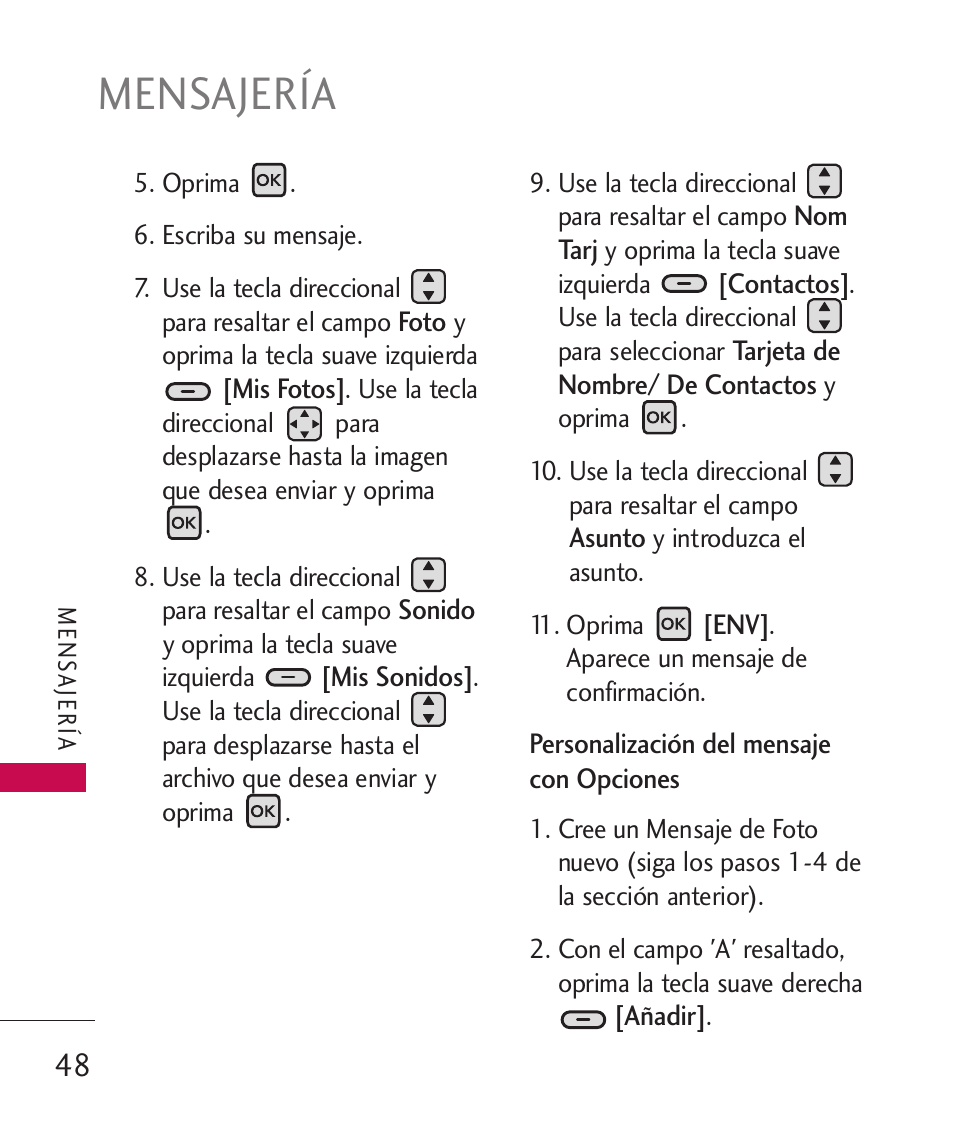 Mensajería | LG ELLIPSE 9250  ES User Manual | Page 216 / 351