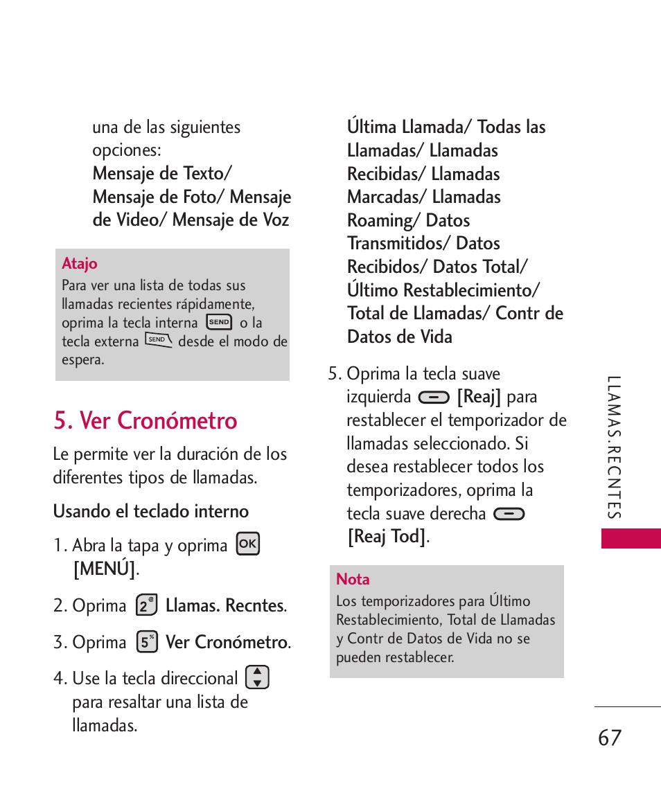 Ver cronómetro | LG ELLIPSE 9250  ES User Manual | Page 235 / 351