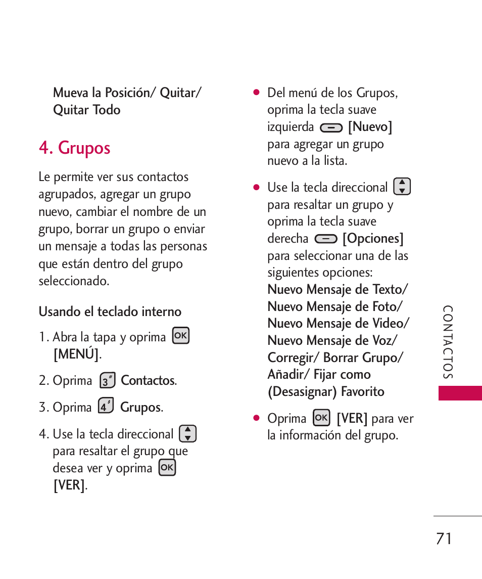 Grupos | LG ELLIPSE 9250  ES User Manual | Page 239 / 351