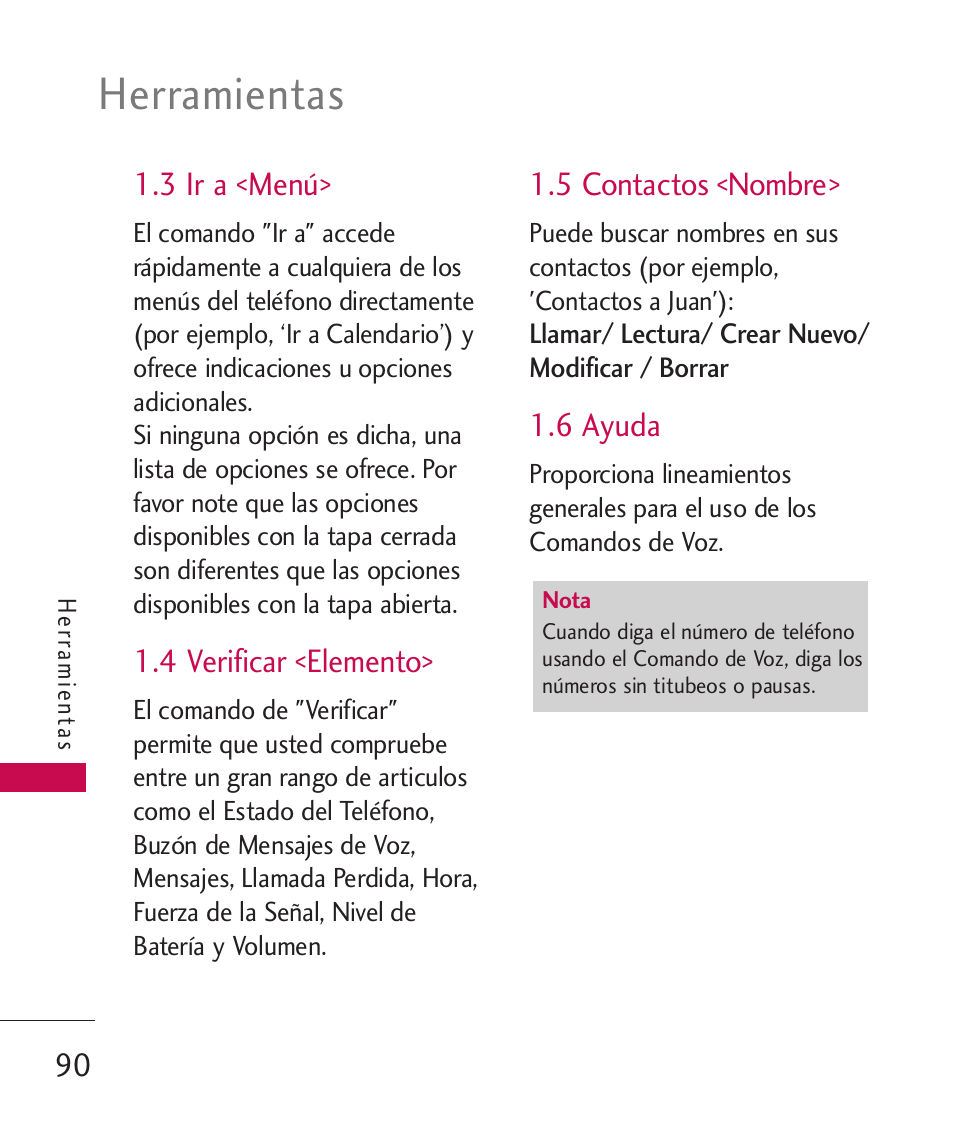 Herramientas | LG ELLIPSE 9250  ES User Manual | Page 258 / 351