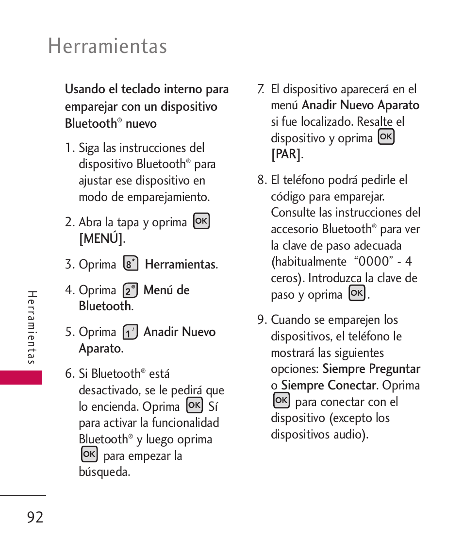 Herramientas | LG ELLIPSE 9250  ES User Manual | Page 260 / 351