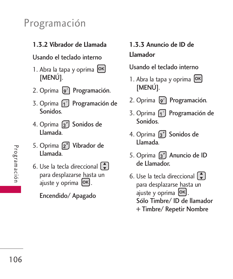 Programación | LG ELLIPSE 9250  ES User Manual | Page 274 / 351