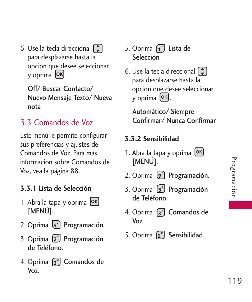 3 comandos de voz | LG ELLIPSE 9250  ES User Manual | Page 287 / 351