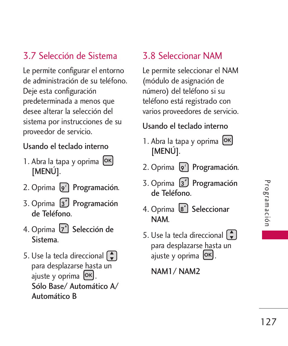 7 selección de sistema, 8 seleccionar nam | LG ELLIPSE 9250  ES User Manual | Page 295 / 351