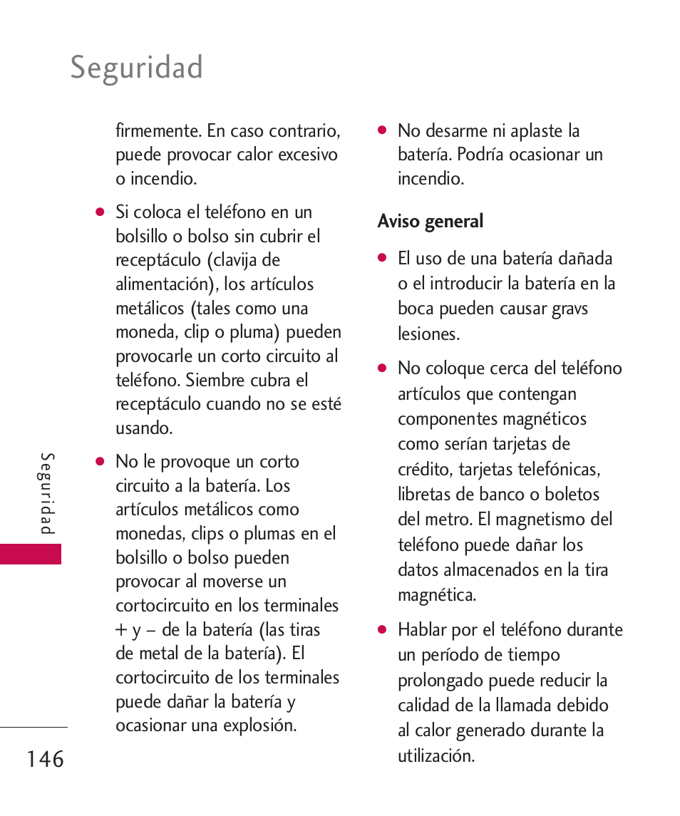 Seguridad | LG ELLIPSE 9250  ES User Manual | Page 314 / 351