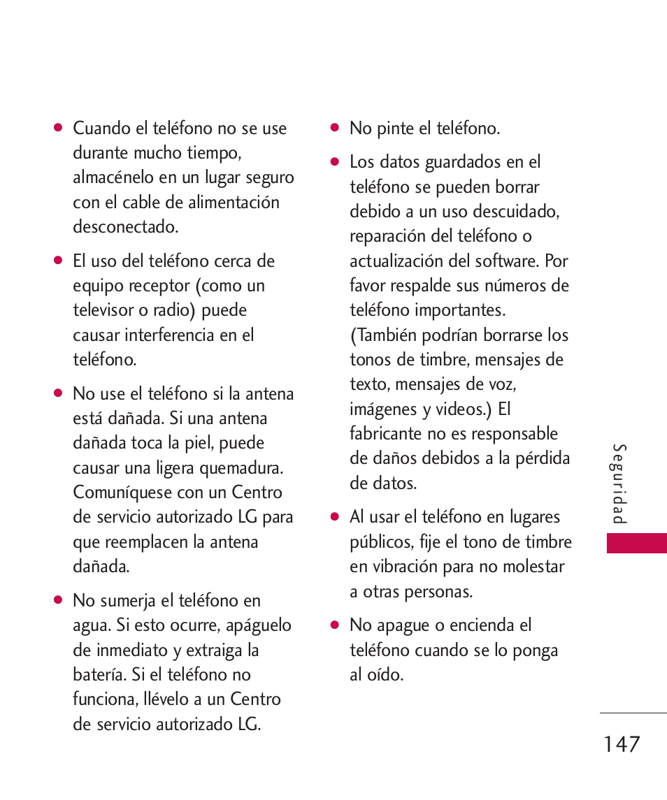 No pinte el teléfono | LG ELLIPSE 9250  ES User Manual | Page 315 / 351