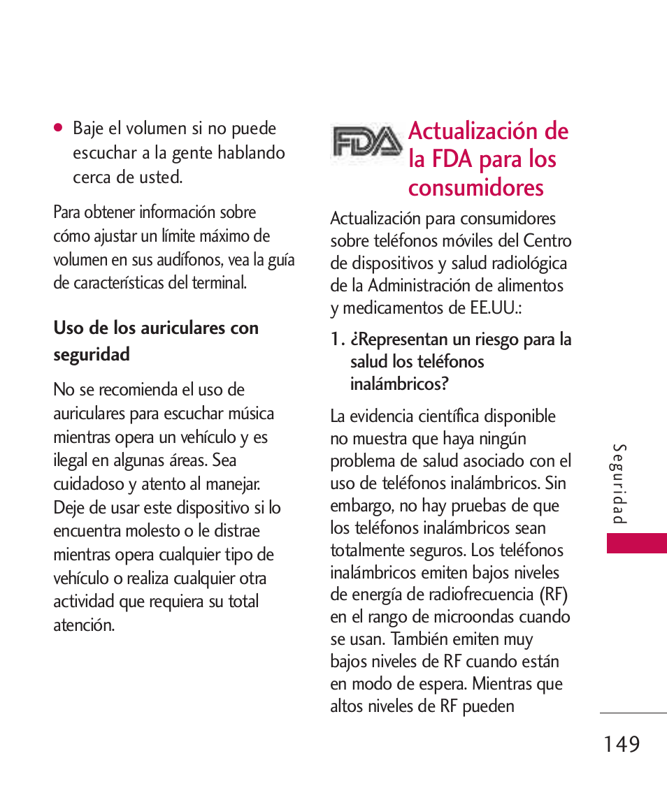 Actualización de la fda para los consumidores | LG ELLIPSE 9250  ES User Manual | Page 317 / 351