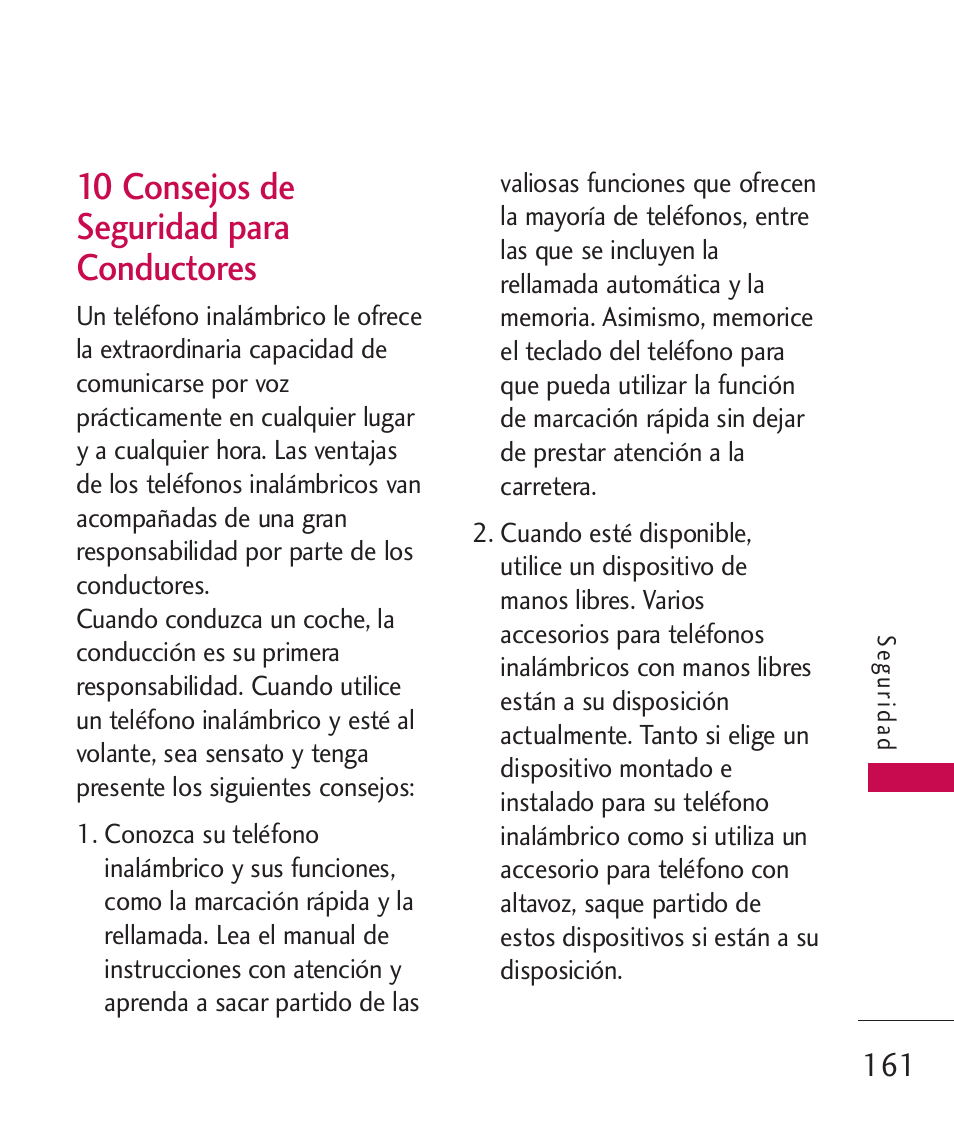 10 consejos de seguridad para conductores | LG ELLIPSE 9250  ES User Manual | Page 329 / 351