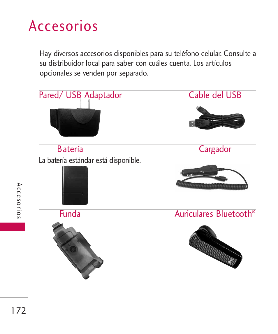 Accesorios | LG ELLIPSE 9250  ES User Manual | Page 340 / 351