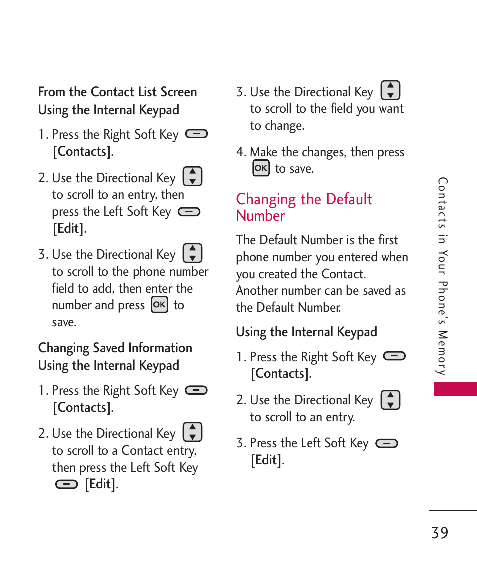 Changing the default number | LG ELLIPSE 9250  ES User Manual | Page 41 / 351