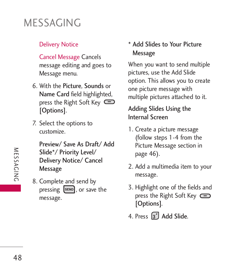 Messaging | LG ELLIPSE 9250  ES User Manual | Page 50 / 351