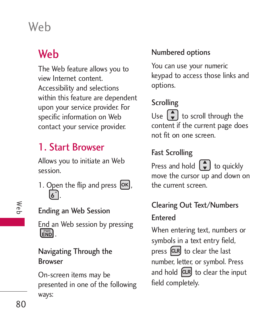 Start browser | LG ELLIPSE 9250  ES User Manual | Page 82 / 351