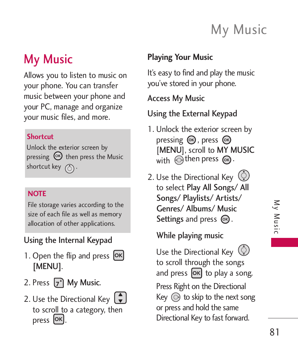 My music | LG ELLIPSE 9250  ES User Manual | Page 83 / 351