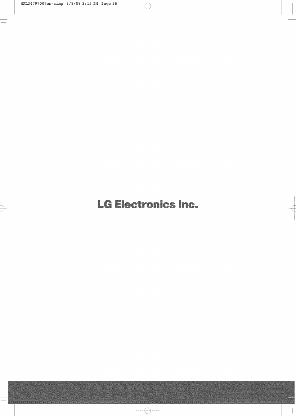 Lg lectronics inc | LG 32LCSDC User Manual | Page 36 / 36