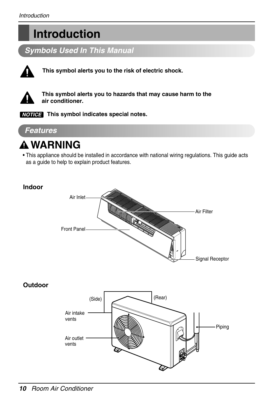 Introduction, Features symbols used in this manual | LG EN 61000-2 User Manual | Page 10 / 29
