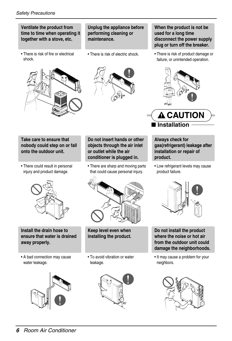 Installation, 6 room air conditioner | LG EN 61000-2 User Manual | Page 6 / 29