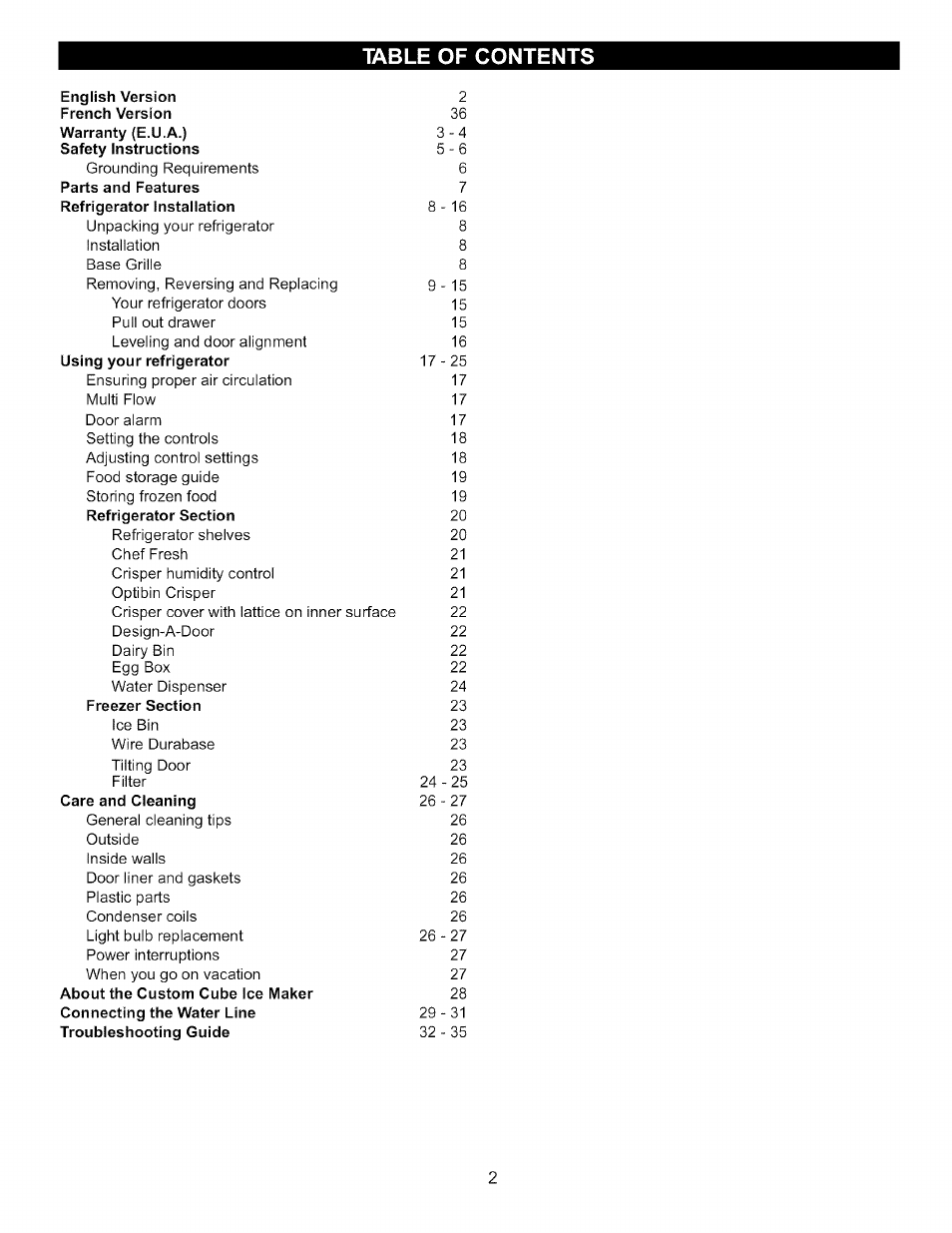 Table of | LG LFC22760 User Manual | Page 2 / 35