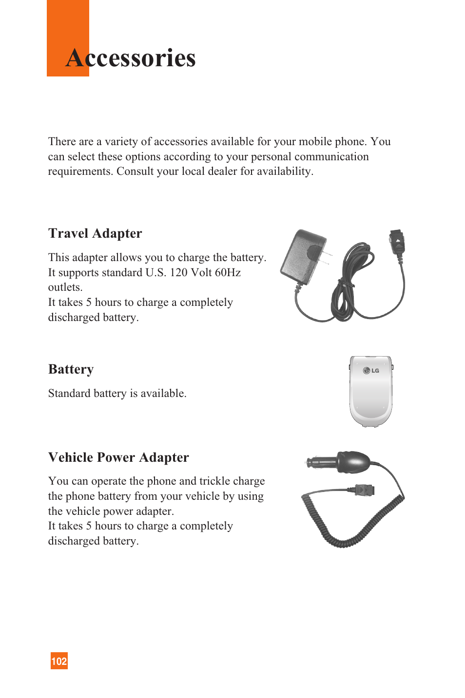 Accessories | LG C1300 User Manual | Page 105 / 134