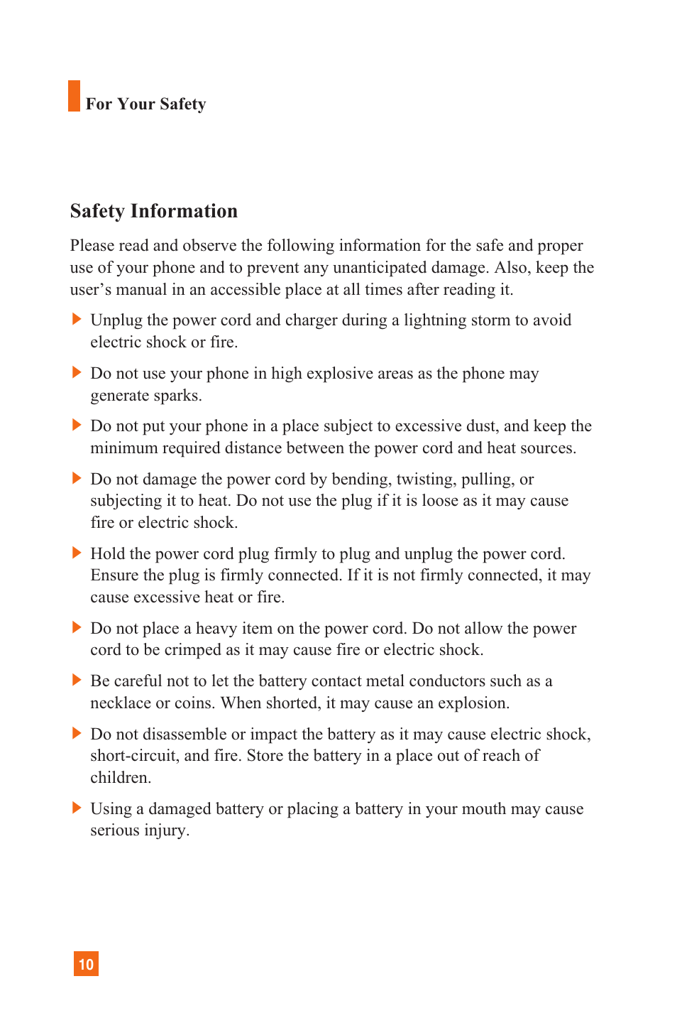 Safety information | LG C1300 User Manual | Page 13 / 134