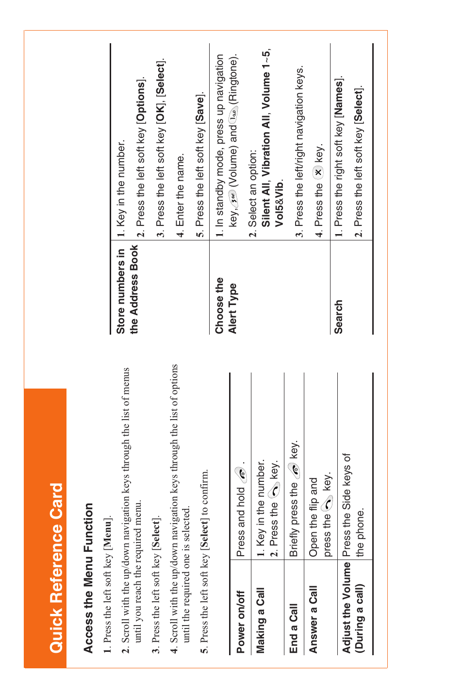 Quick reference card | LG C1300 User Manual | Page 133 / 134