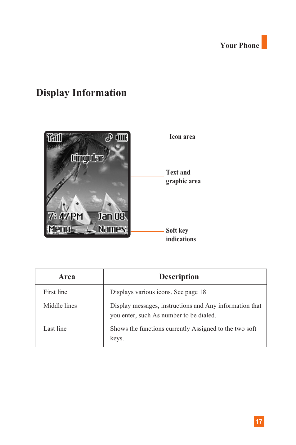 Display information | LG C1300 User Manual | Page 20 / 134