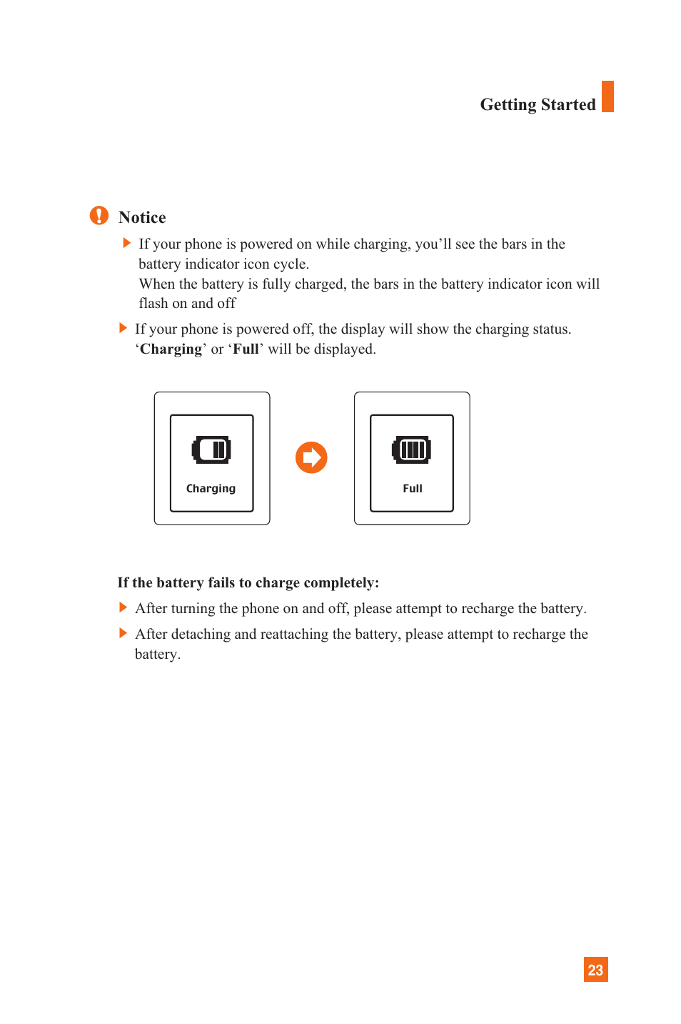 Getting started notice | LG C1300 User Manual | Page 26 / 134