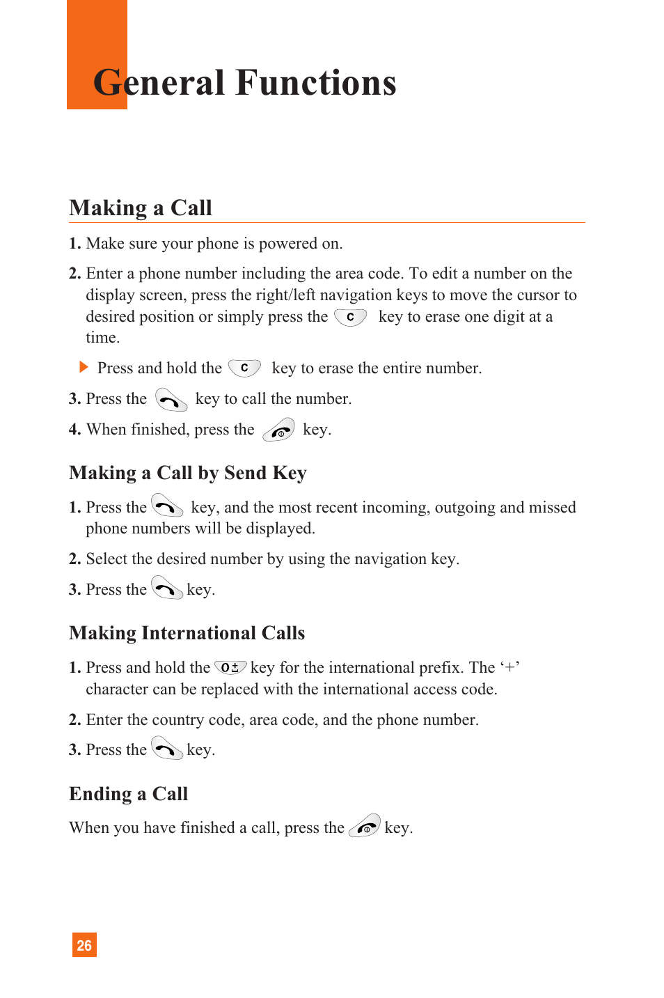 General functions, Making a call | LG C1300 User Manual | Page 29 / 134
