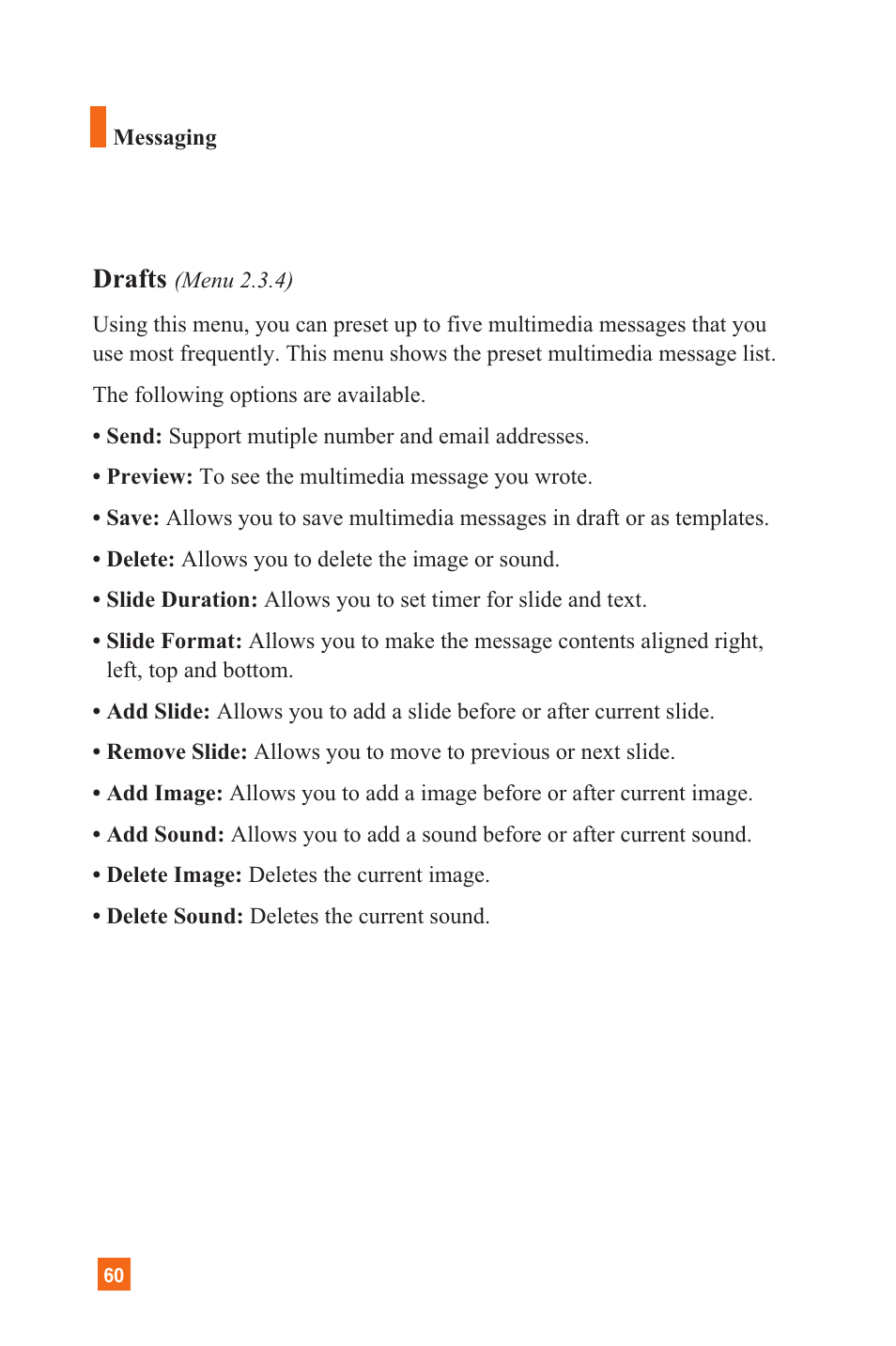 Drafts | LG C1300 User Manual | Page 63 / 134