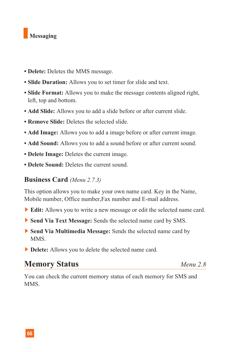 Business card | LG C1300 User Manual | Page 69 / 134