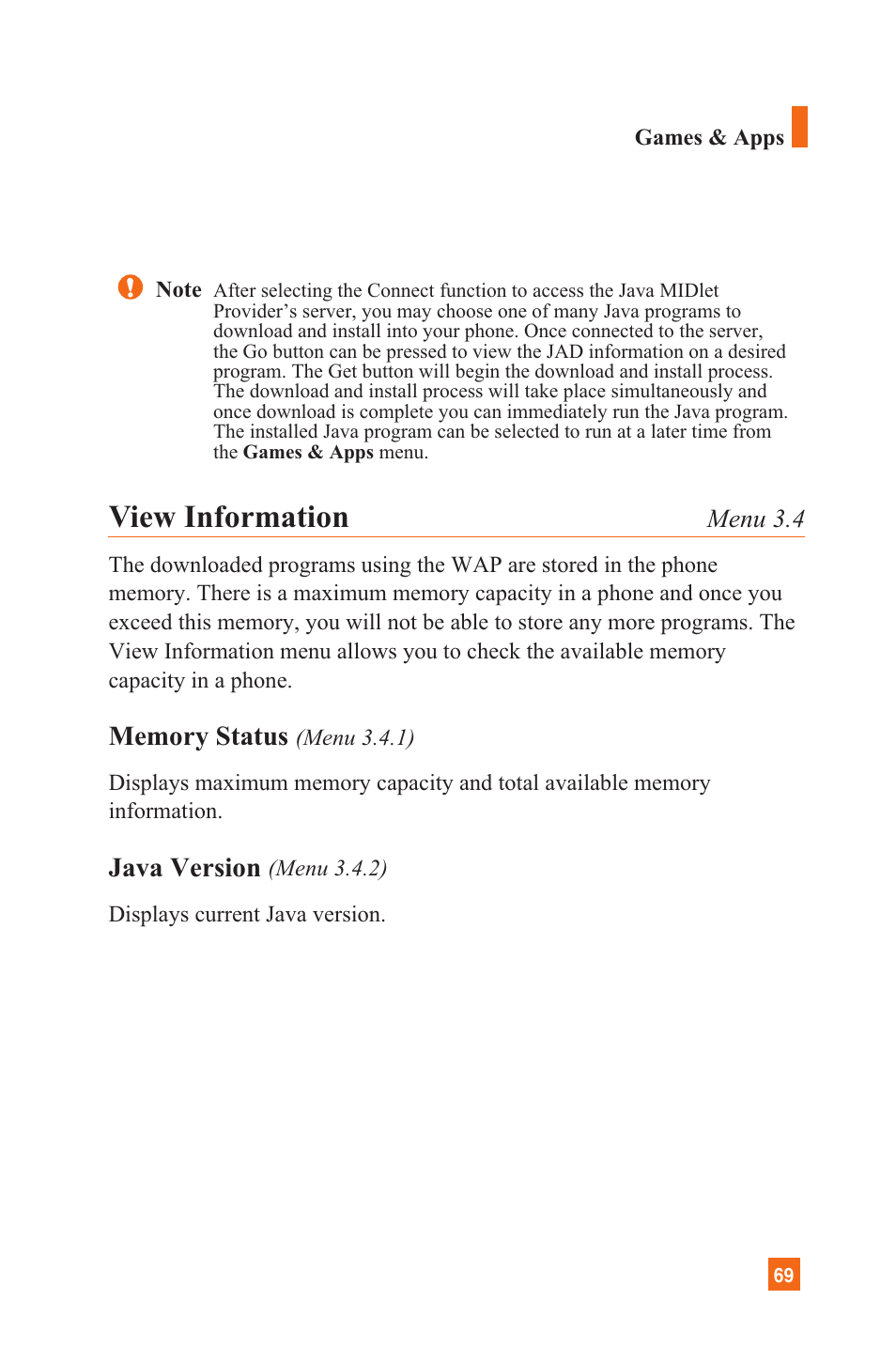 View information | LG C1300 User Manual | Page 72 / 134