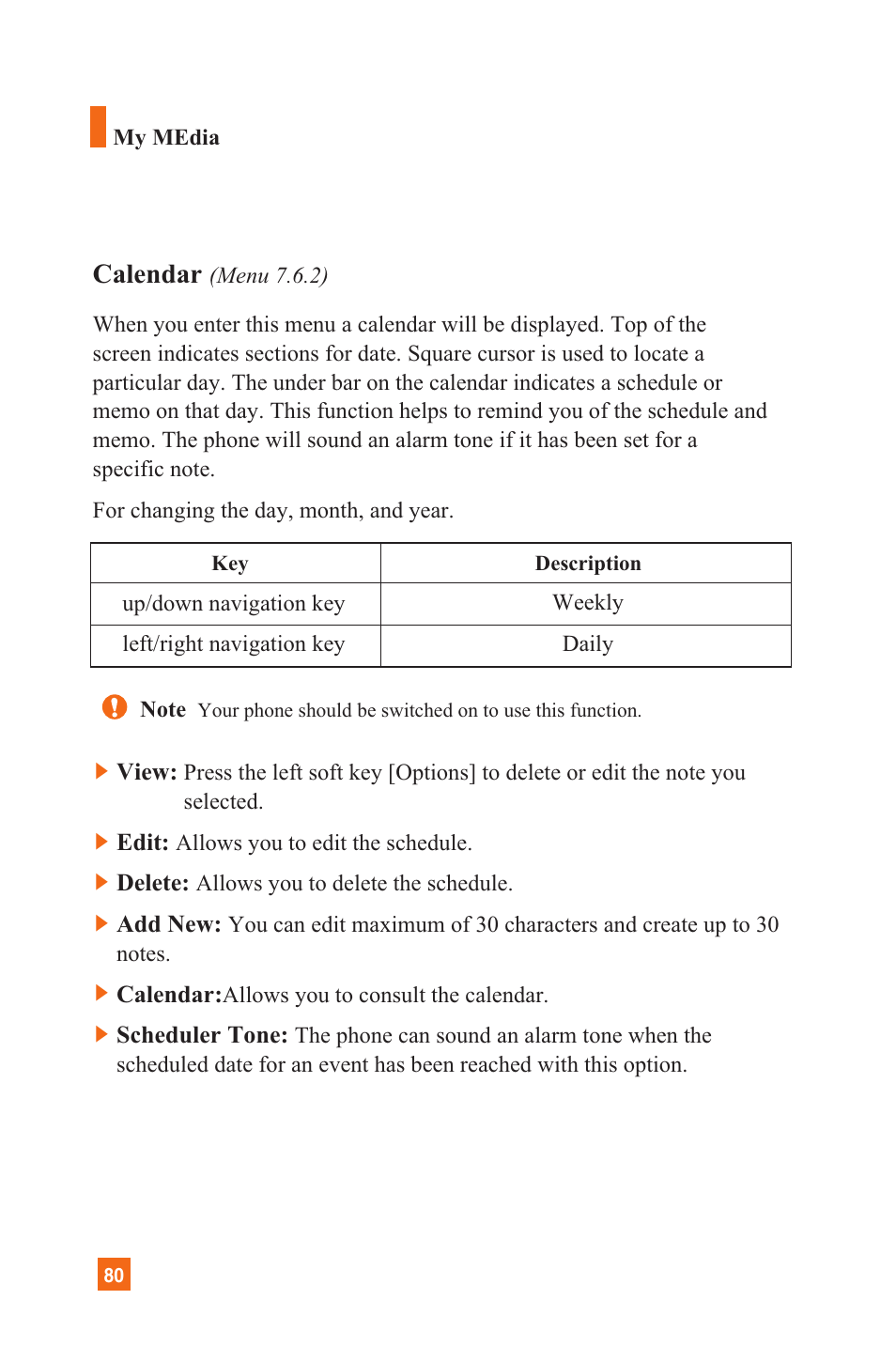 Calendar | LG C1300 User Manual | Page 83 / 134