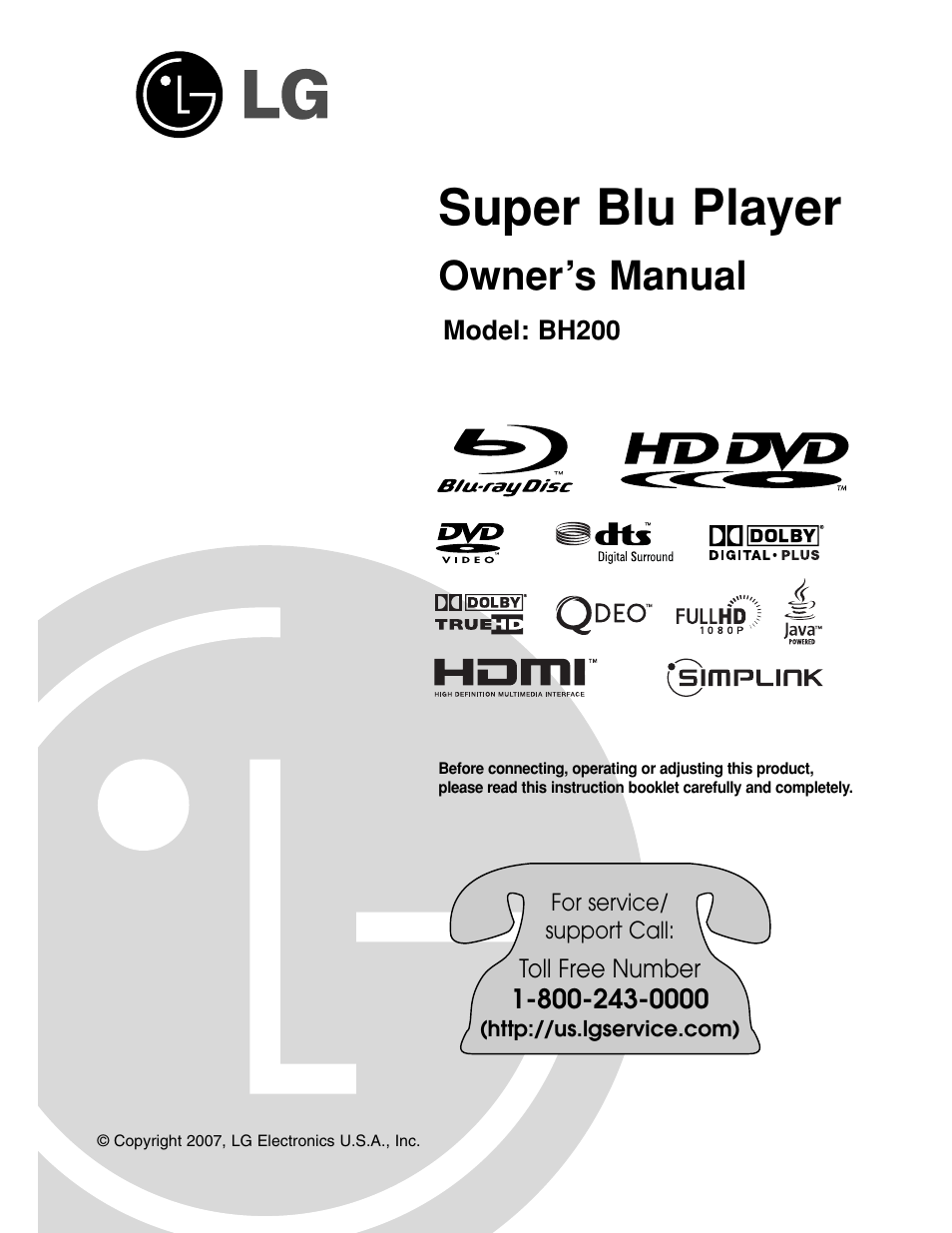 LG BH200 User Manual | 41 pages