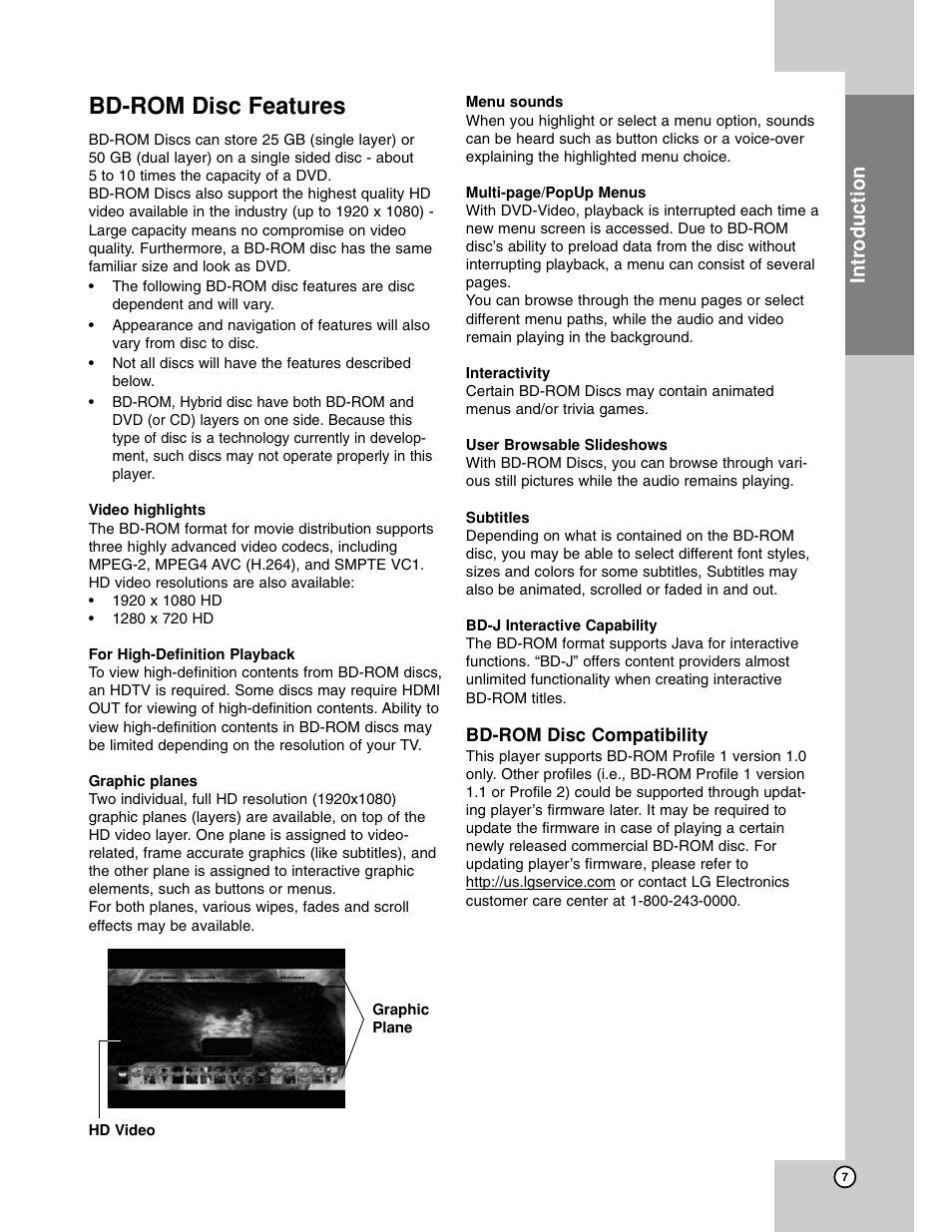 Bd-rom disc features, Introduction | LG BH200 User Manual | Page 7 / 41