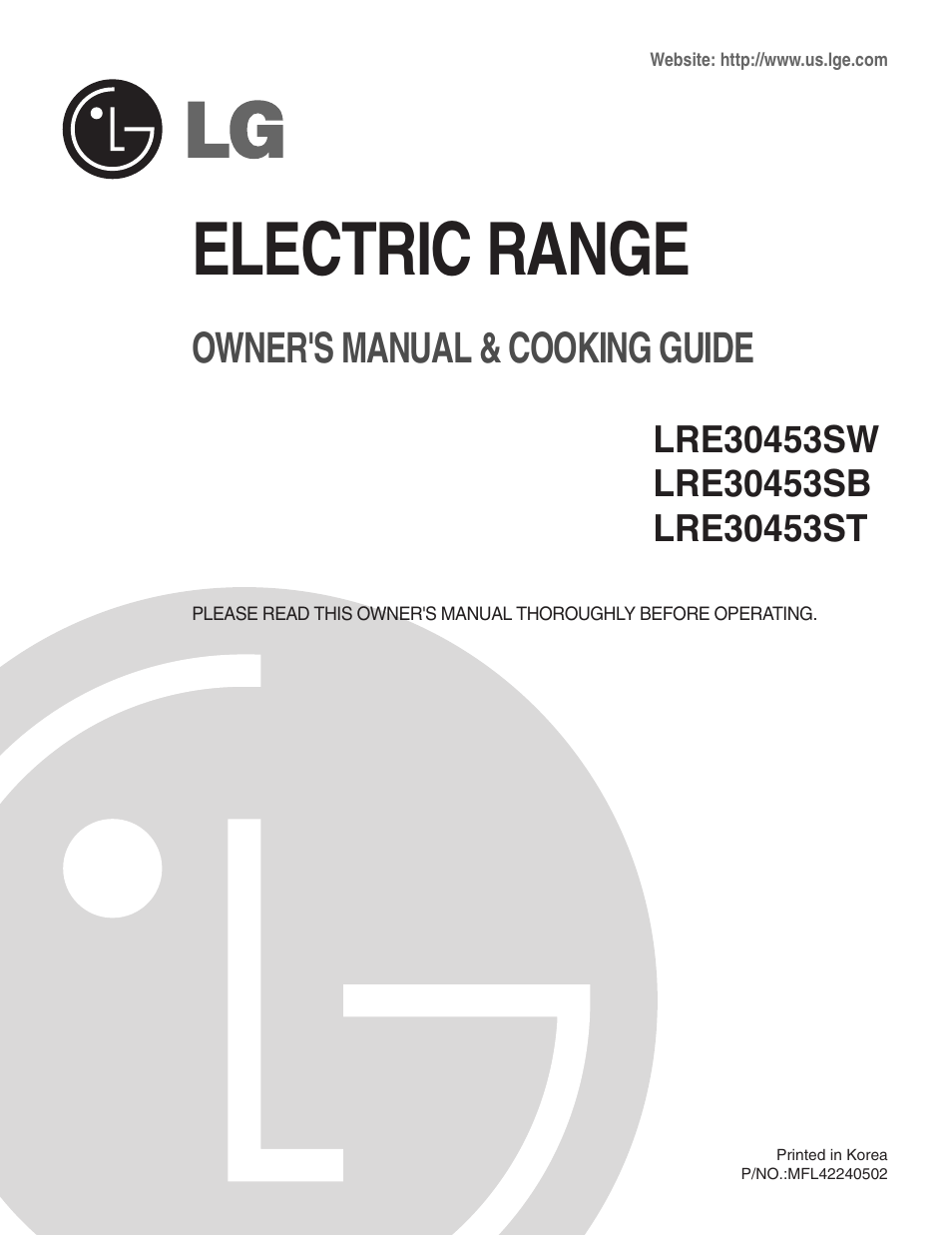 LG LRE30453SB User Manual | 36 pages
