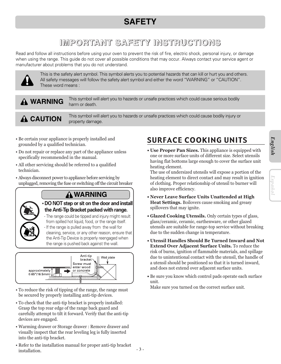 LG LRE30453SB User Manual | Page 3 / 36