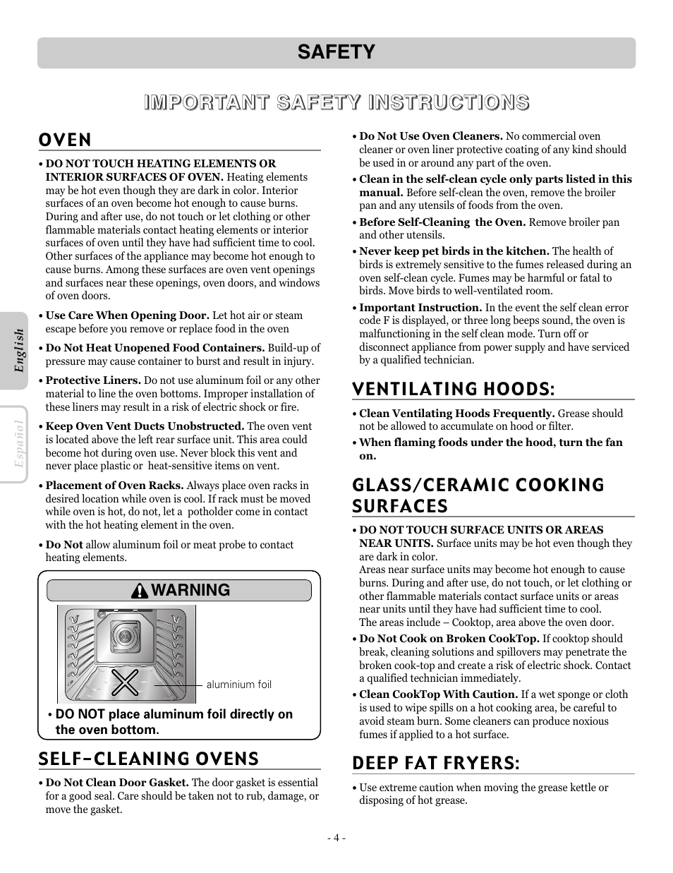LG LRE30453SB User Manual | Page 4 / 36