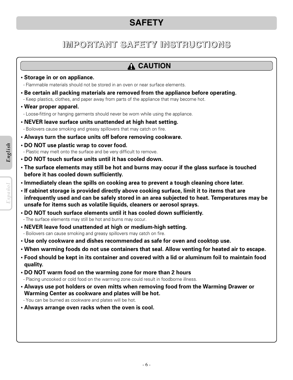 LG LRE30453SB User Manual | Page 6 / 36
