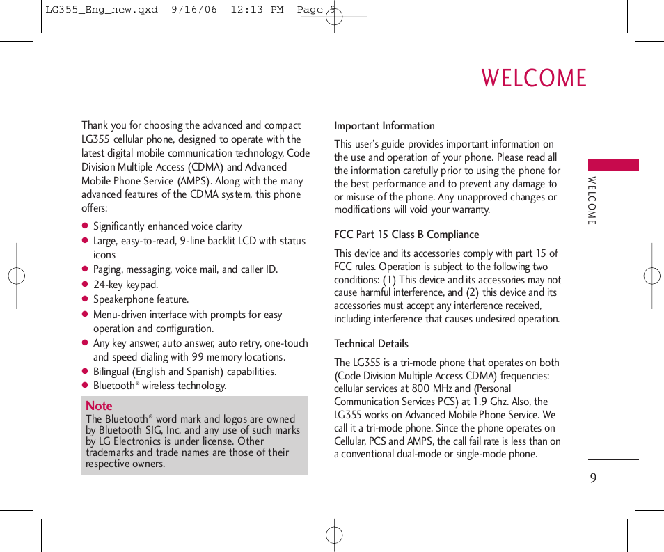 Welcome | LG 355 User Manual | Page 11 / 102