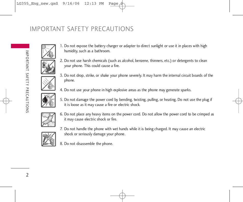 Important safety precautions | LG 355 User Manual | Page 4 / 102
