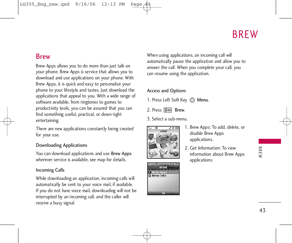 Brew | LG 355 User Manual | Page 45 / 102