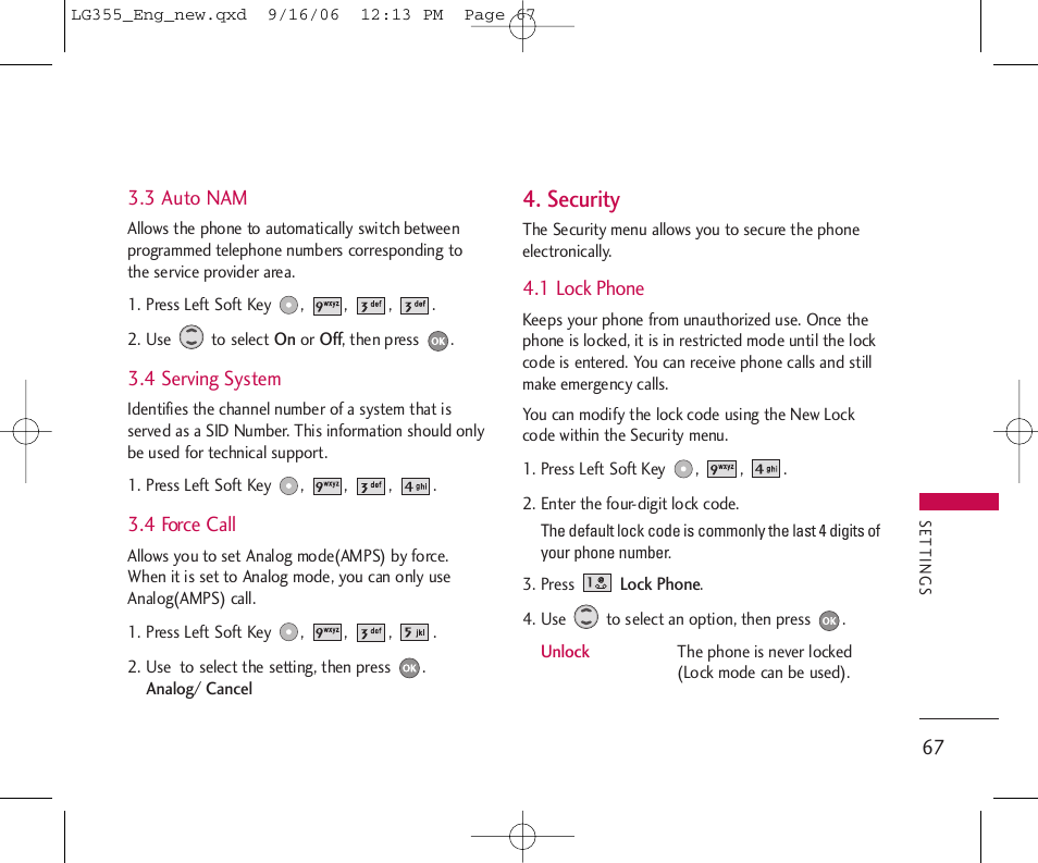 Security | LG 355 User Manual | Page 69 / 102