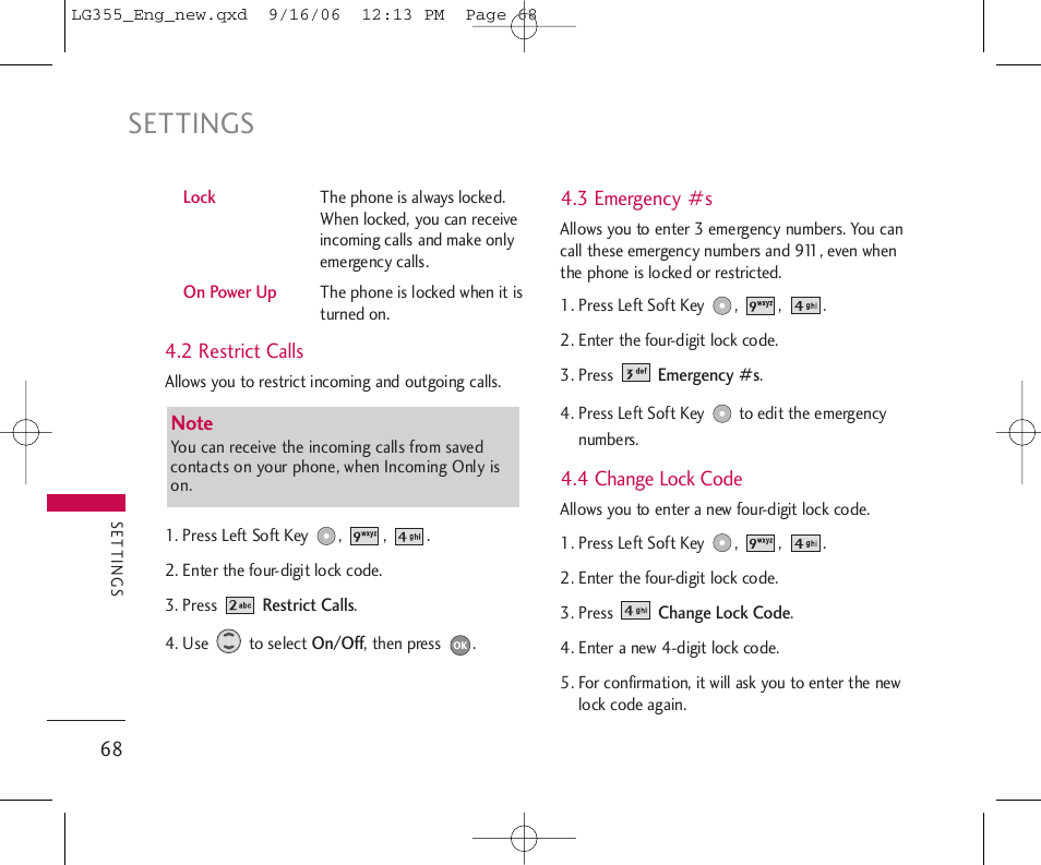 Settings | LG 355 User Manual | Page 70 / 102